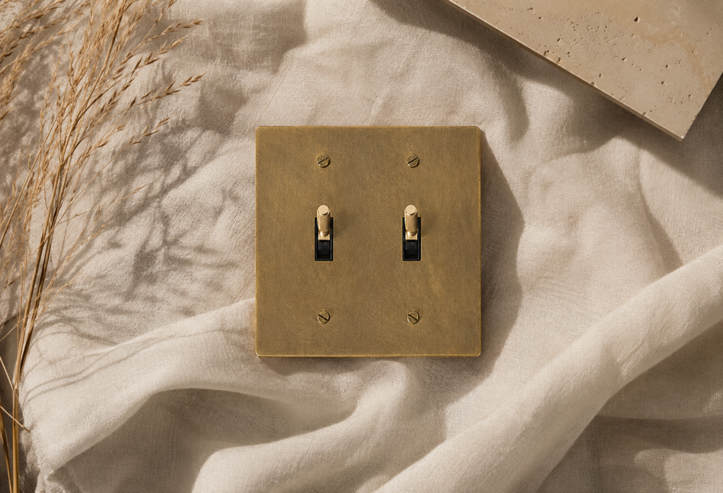 Double Toggle Light Switch l Solid Brass | 2 gang 2 way