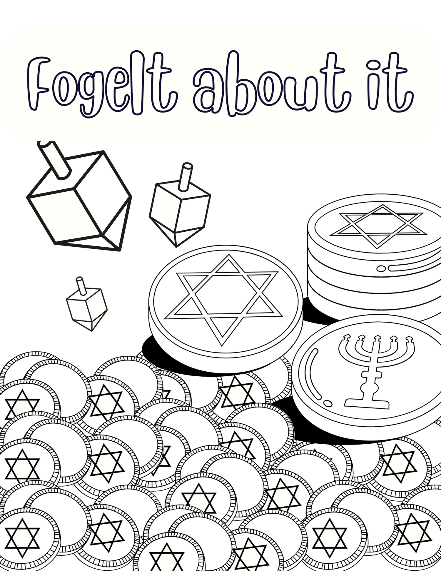 fogelt about it free coloring pages from Hanukkah Kits with gelt, dreidels 